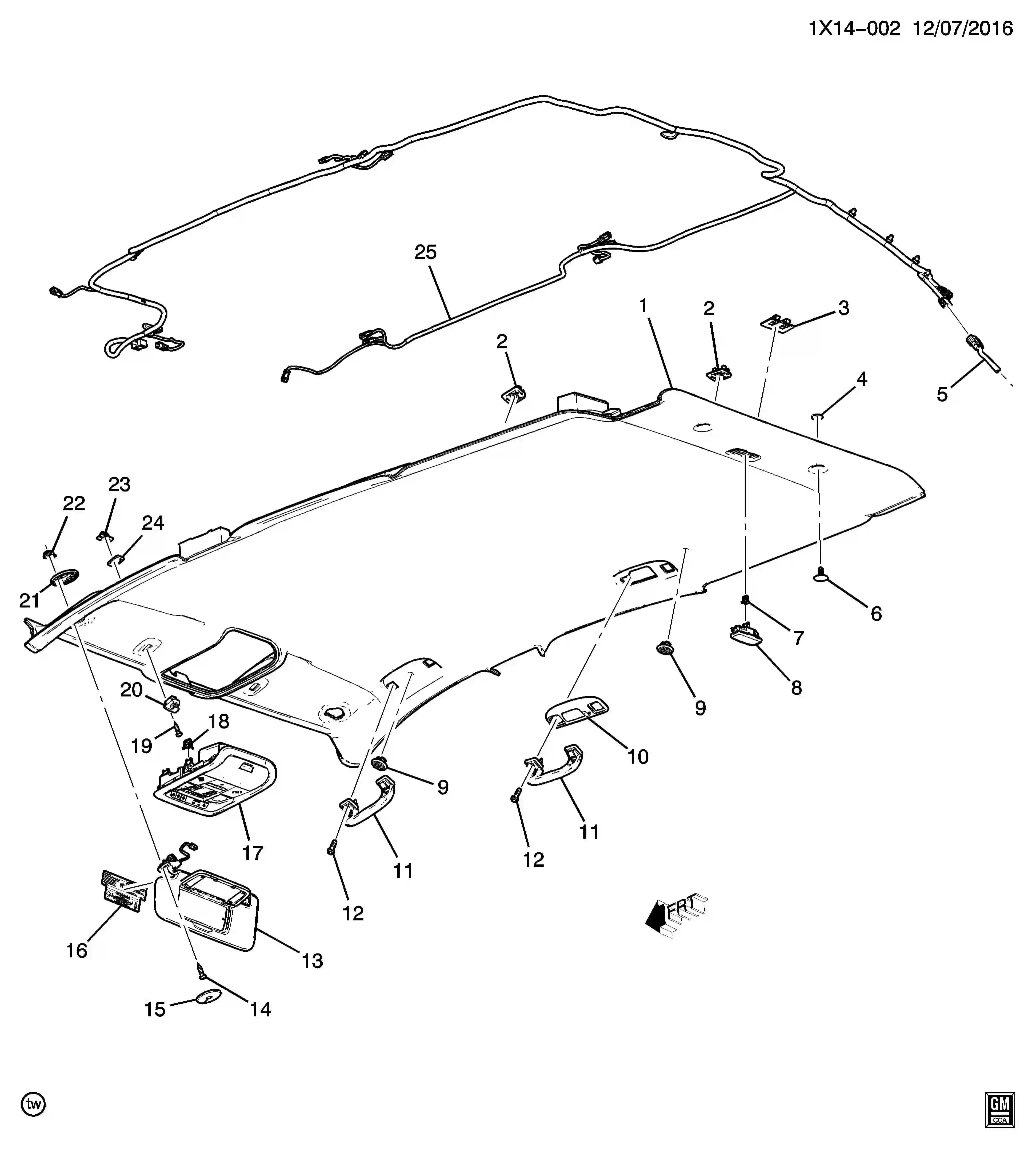 PANEL,HDLNG TR(INCLS 2,3)(LIGHT ASH GREY)(BUILT PRIOR TO 14SEP17)(FOR 2ND DES SEE 84452005) — Equinox Equinox 3rd Generation (2018–2024) — ROOF HEADLINER