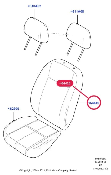 Cover Assy - Seat Back; Ebony; Less Side Air Bag; RH; (AF); Louis Leather/Dark Flint (B-L) — 5 Body And Paint — 50110 Body And Paint.Seats And Related Parts › 5011005C Front Seat Covers