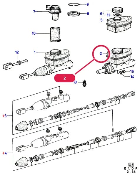Cylinder Assy - Master; With Brake Booster; (RHD 2WD GB (-)XR2 OR LHD 2WD (-)XR2 (-)"CDN/J/USA") — E Brakes - Brake Pipes - Wheels — E01 Brakes - Brake Pipes - Wheels.Master Cylinder/Brake Booster/Pipes › E01010 Master Cylinder - Brake System