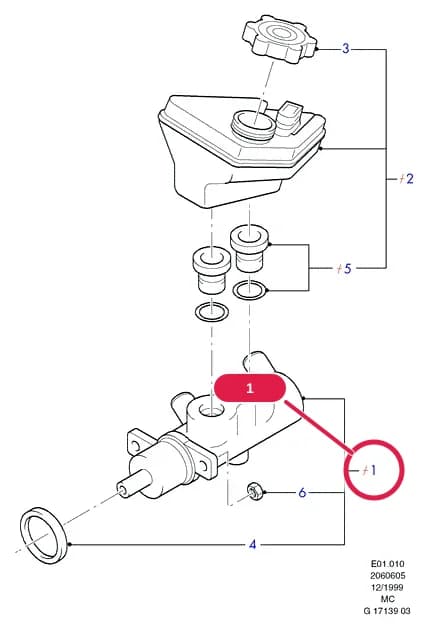E Brakes - Brake Pipes - Wheels — E01 Brakes - Brake Pipes - Wheels.Brake Pipes/ABS/Brake System Valves › E01010 Master Cylinder - Brake System