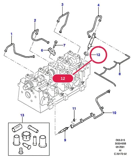 AID Lynx Engine — AID05 Lynx Engine.Fuel System - Engine › AID05015 Fuel Injectors And Pipes; Diesel