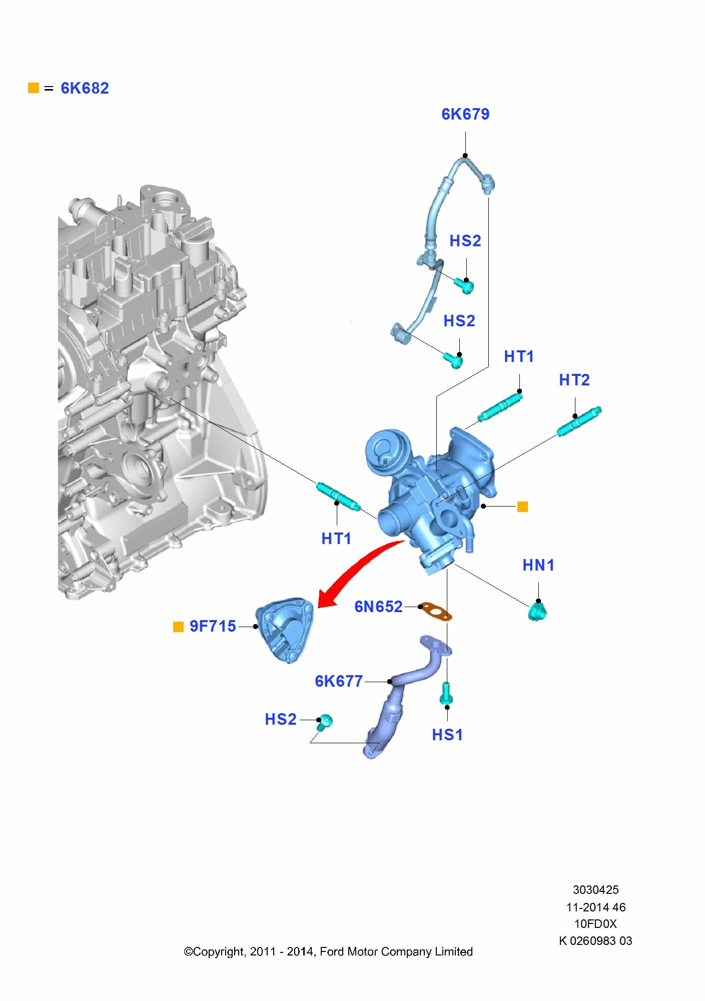 Turbocharger Assy — Transit Connect Transit Connect 2nd Generation (2012–2016) — Turbocharger