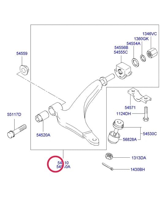 ARM COMPLETE-LWR,RH — Atos Atos Prime (1999–2003) — Front suspension lower arm