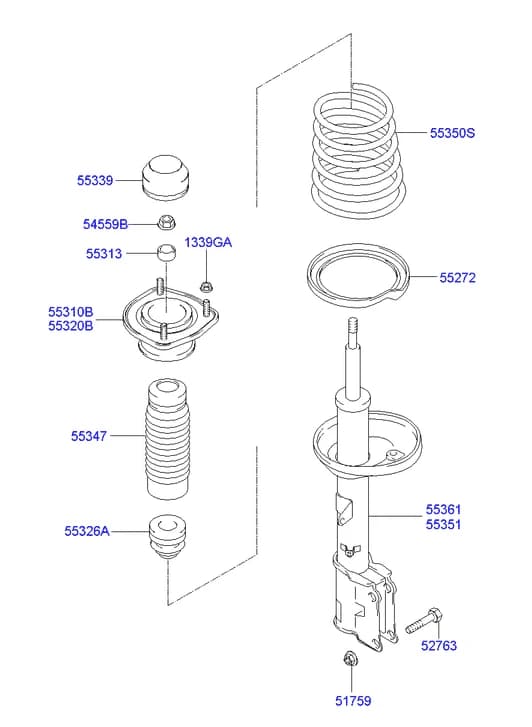 SHOCK ABSORBER ASSY-REAR,LH — Matrix Matrix 1st Facelift (2006–2008) — Rear shock absorber & spring