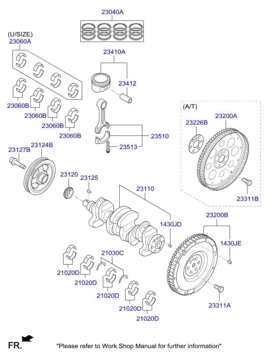 Engine Capacity: 1400 CC - KAPPA — 2018 ACCENT/SOLARIS 17 (RUSSIA PLANT-EUR) (2017-) — ENGINE › 20231B CRANKSHAFT & PISTON