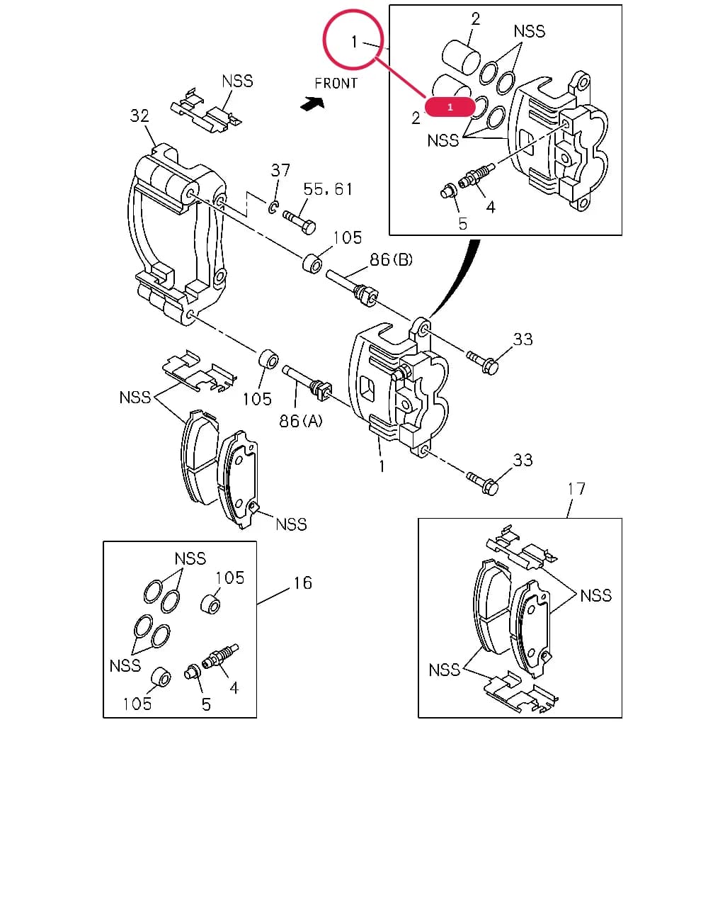 CALIPER; FRT DISC BRK — 51032 - UCR/UCS-LHD 05 - 13 — 3 - Brakes, Brake System › 3-02 - FRONT DISC BRAKE CALIPER