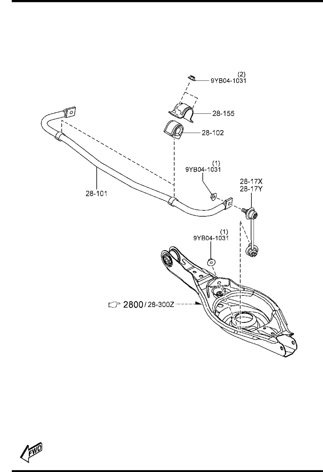 2014 MAZDA3 — CHASSIS AXLE SUSPENSION,BRAKE & STEERING › 2810A - REAR STABILIZER