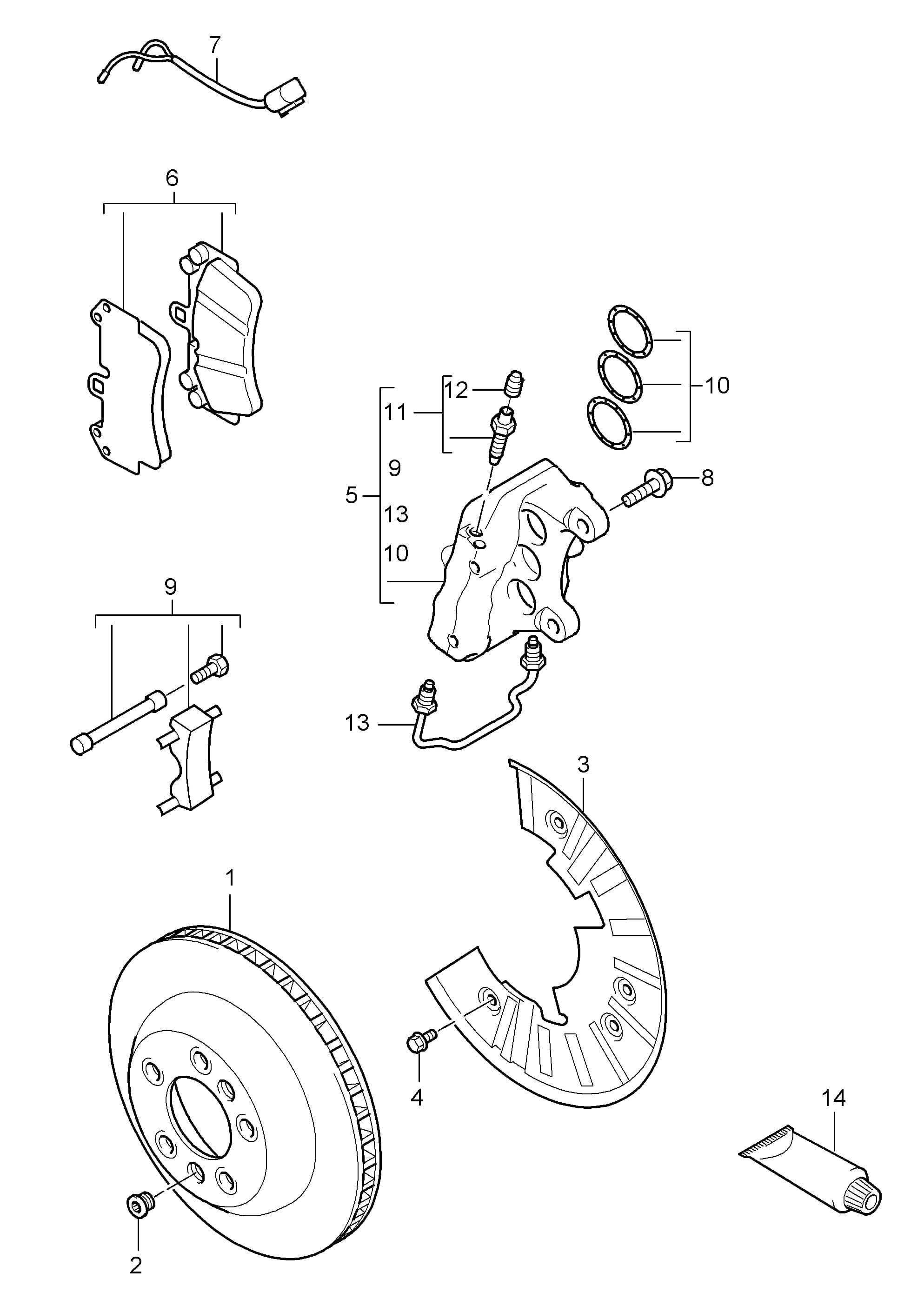 1 set of brake pads for disk brake comprising: Brake lining also use: No longer use the part here — Cayenne Cayenne 9PA Facelift (2007–2010) — Disc brake Front axle
