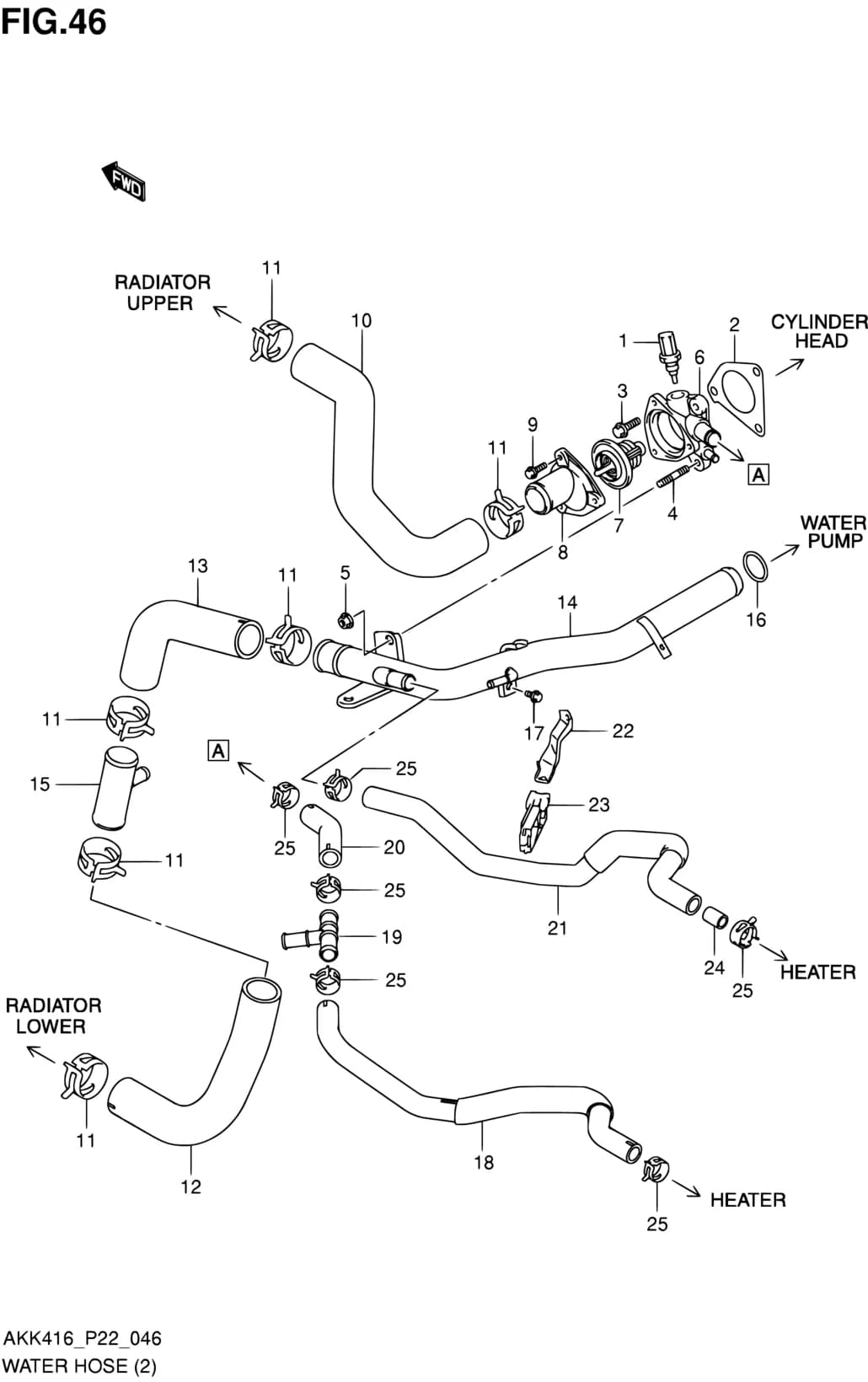AKK416 (P71) — Cooling › 46 - WATER HOSE (M16A:CVT)