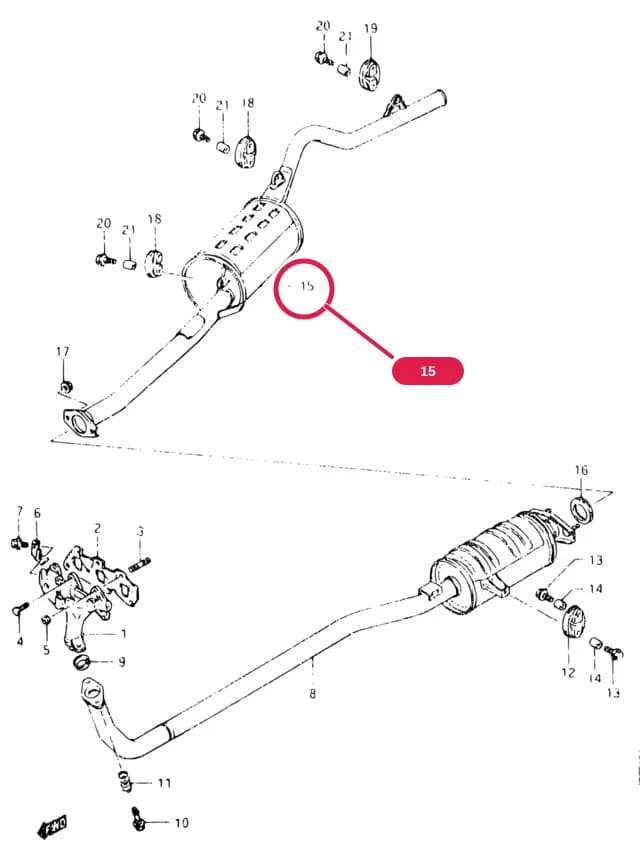 SB308-2 (E01) — Exhaust › 15 - MUFFLER
