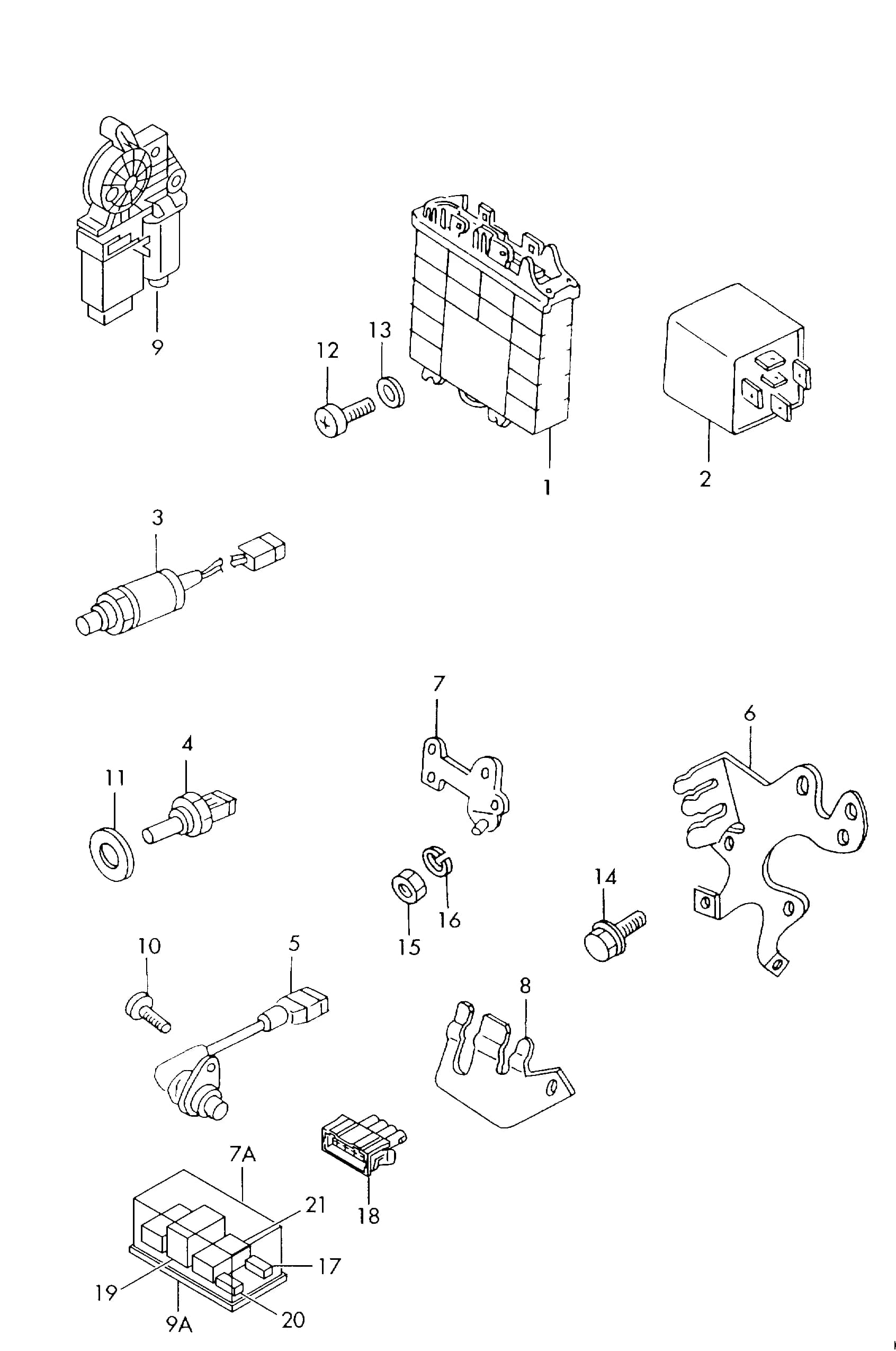Lambda probe F 9K-3-501 801>>* — Caddy Caddy (Typ 9K/9U) (1996–2003) — Control unit Lambda probe Temperature sensor speed sensor