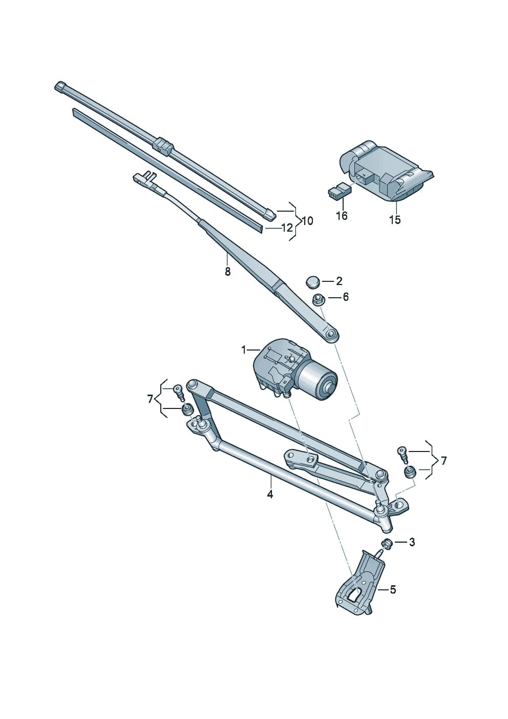 Wiper motor without crank D >> - 10.02.2011 — Golf Golf A6 (Typ 5K) (2008–2011) — base, windshield wiper Wiper motor