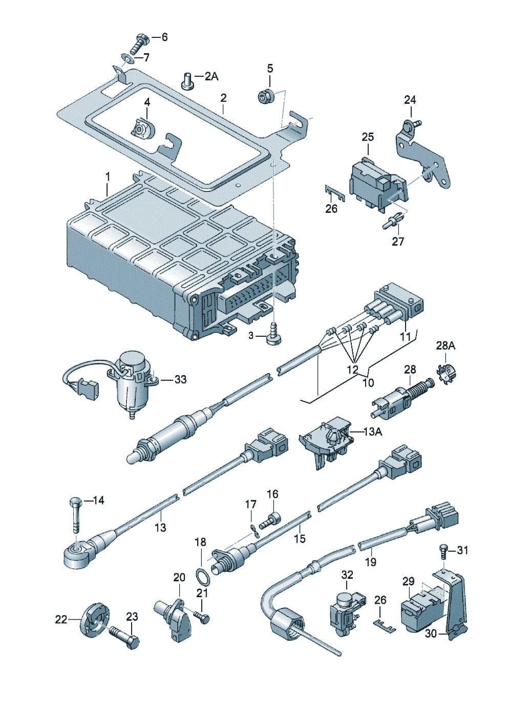 Lambda probe For vehicles without catalytic converter — Golf Golf/Variant A4 (Typ 1J) (1992–1998) — Control unit for fully elec- tronic ignition Lambda probe Knock sensor impulse sender Control unit for glow plug accelerator pedal sender