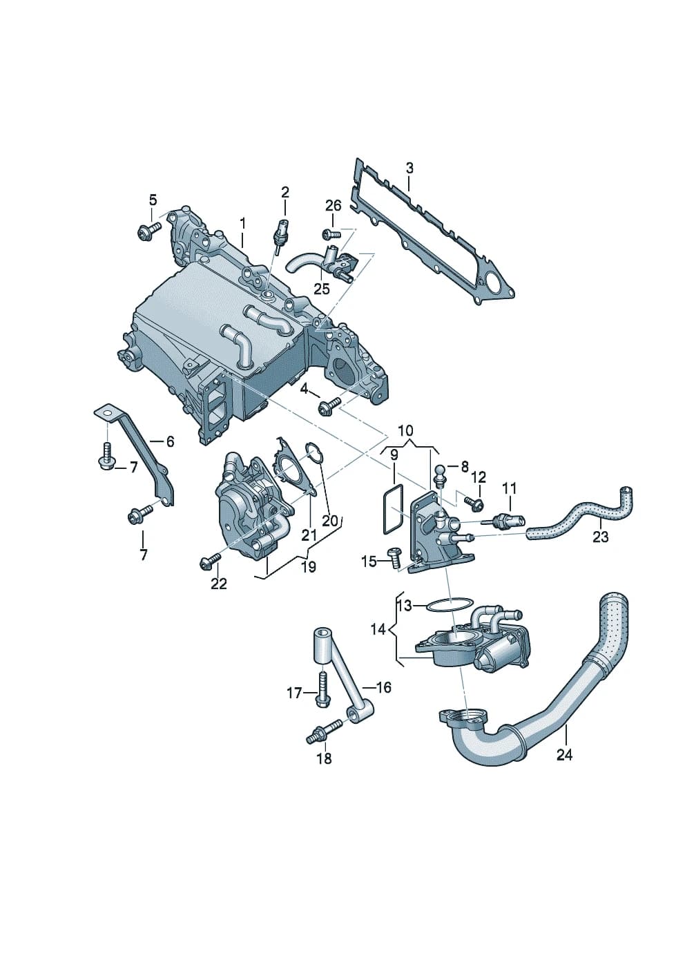 exhaust recirculation valve — Passat Passat Variant/Santana B8 (Typ 3G) (2016–2022) — Intake manifold